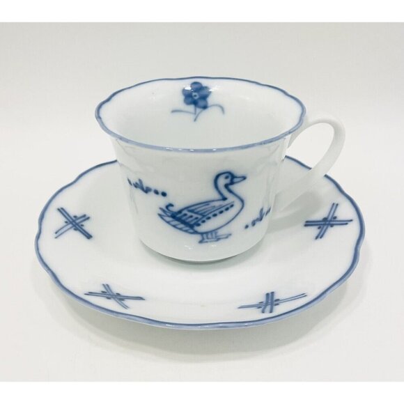 Cordon Bleu Other - Cordon Bleu Duck Tea Cup & Saucer Porcelain de Chine C Steel Collection Blue